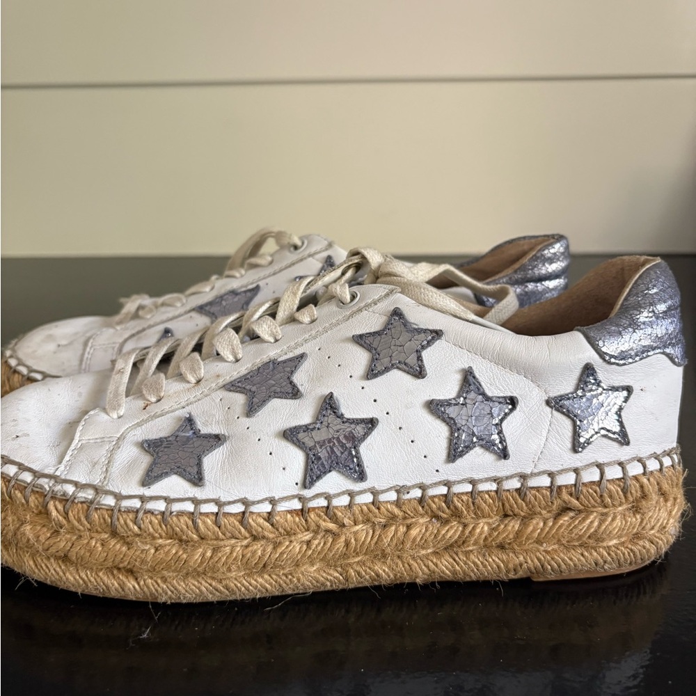 Marc Fisher White Leather Star Espadrille Sneakers size 7